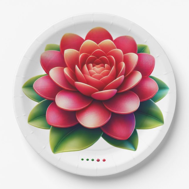 Rose flower image  paper plate (Front)