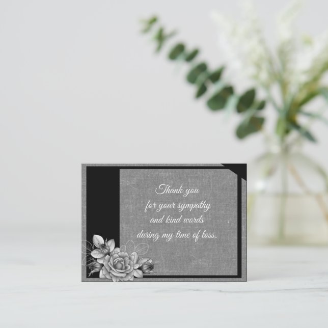 Rose Flower Leaves Thank You Card (Standing Front)