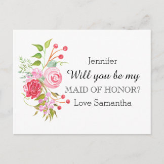 Rose flower mix | Maid of Honour Invitation Postcard