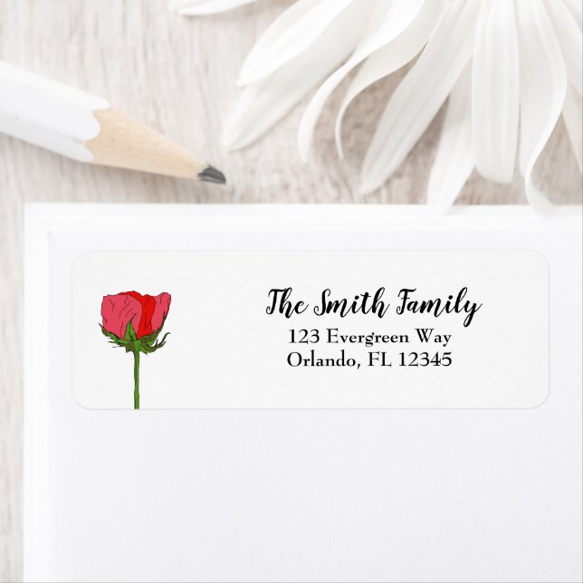 Rose Flower Painting Illustration Return Address Label (Insitu)
