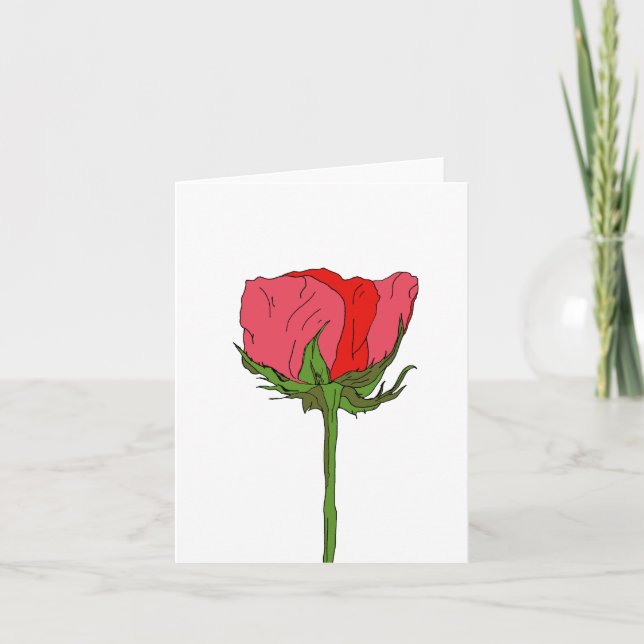 Rose Flower Painting Thank You Card (Front)