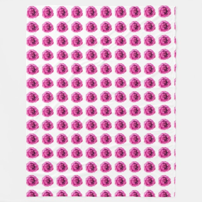 Rose Flower Pattern Fleece Blanket (Front)