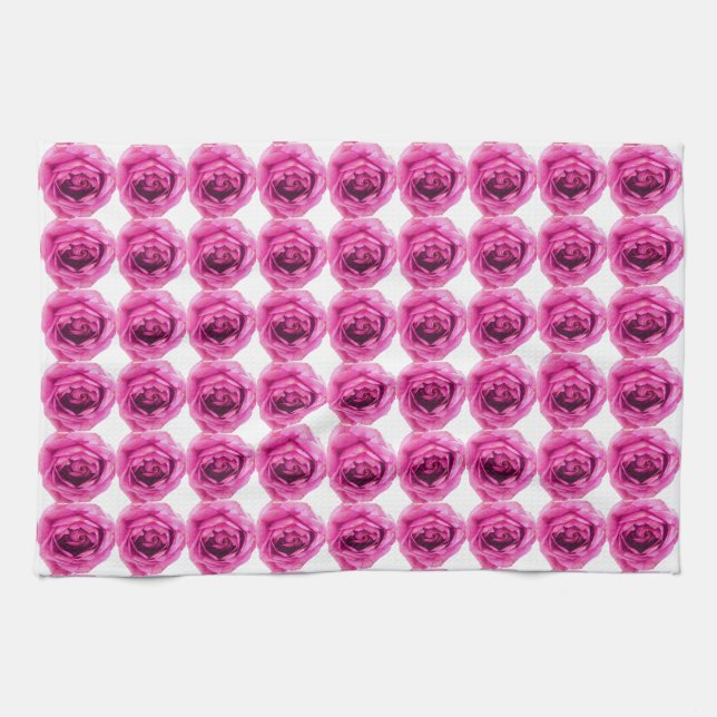 Rose Flower Pattern Tea Towel (Horizontal)