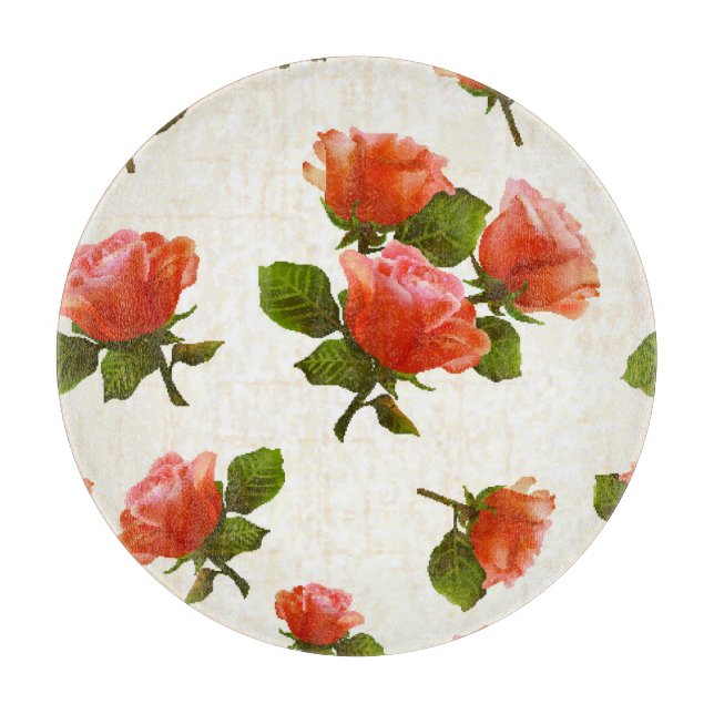 Rose flower pattern, vintage background. cutting board (Front)