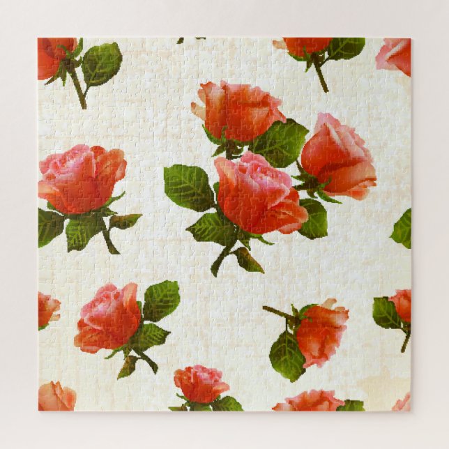 Rose flower pattern, vintage background. jigsaw puzzle (Vertical)