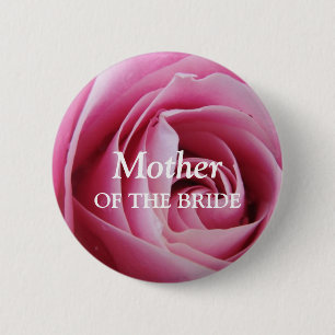 Rose flower petal pink wedding name tag badge pin