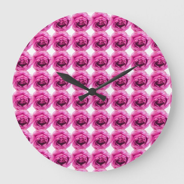 Rose Flower Pink Large Clock (Front)