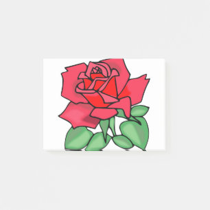 Rose Flower Red Valentine Love Blossom Leaves Post-it Notes