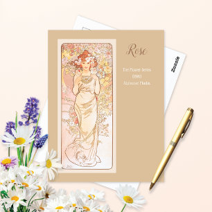 Rose Flower Series Alphonse Mucha Postcard