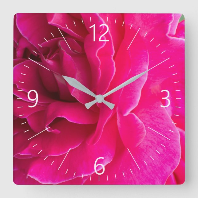 Rose flower square wall clock (Front)