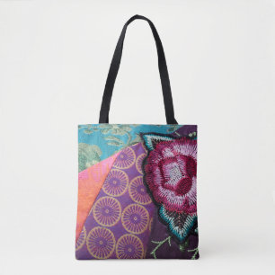Rose flower tapestry tote bag