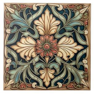 Rose Flower Tile, Vintage art nouveau style Ceramic Tile
