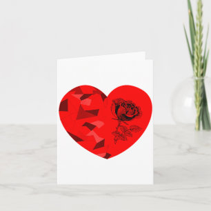 Rose Flower Valentine Red Heart  Card
