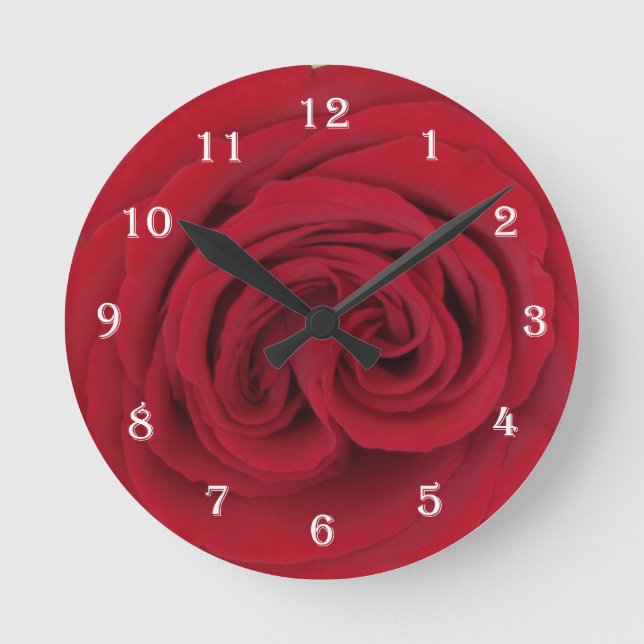 Rose Flower Wall Clock -- Red Rose (Front)