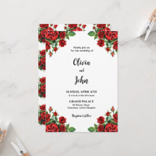 Rose Flower Wedding Invitation Template, Printable