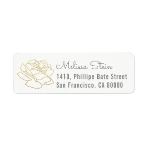 rose flower white return address label with name