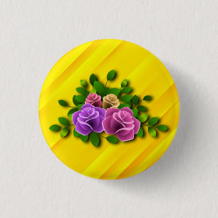 Rose Flowers 3 Cm Round Badge