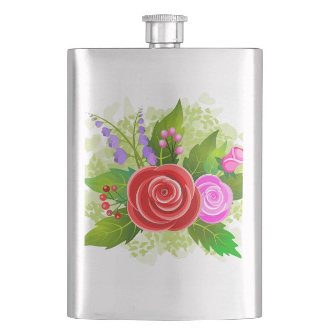 Rose Flowers Banquet Design-25310 Hip Flask (Front)