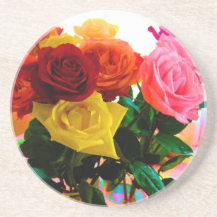 rose flowers bouquet coaster