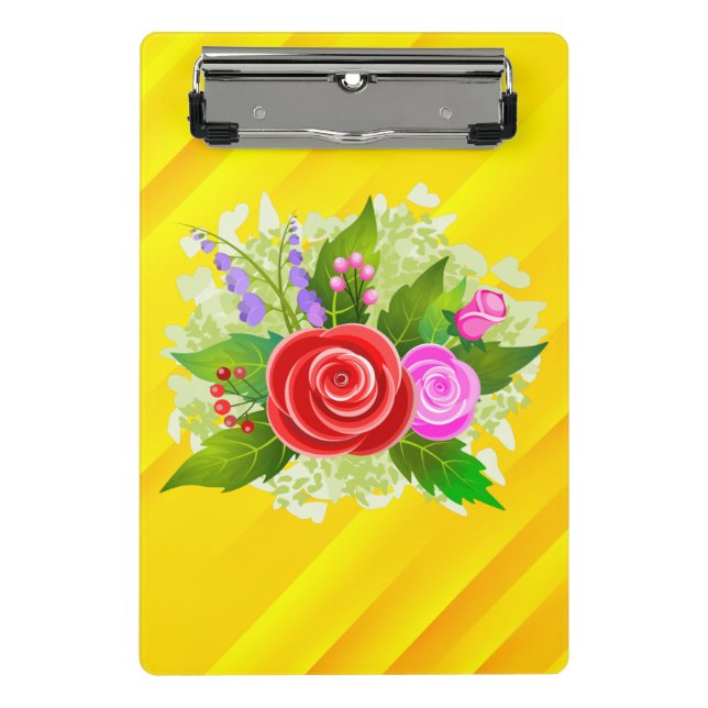 Rose Flowers Illustration Mini Clipboard (Front)