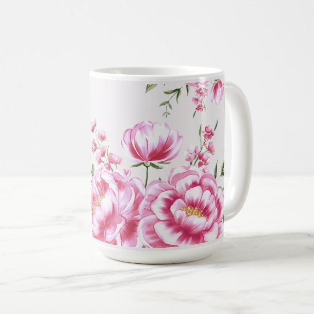 Rose Flowers Modern Design Coffee Mug (Front Right)
