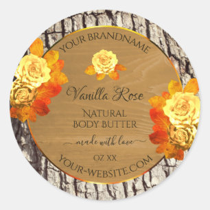 Rose Flowers Product Labels Natural Wood Grain
