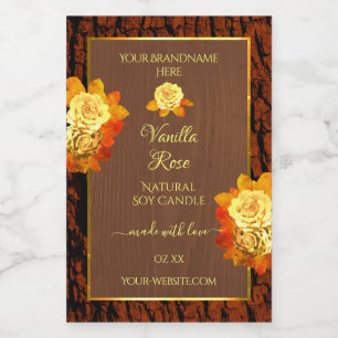 Rose Flowers Product Labels Natural Wood Grain