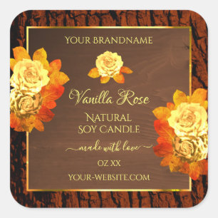 Rose Flowers Product Labels Natural Wood Grain
