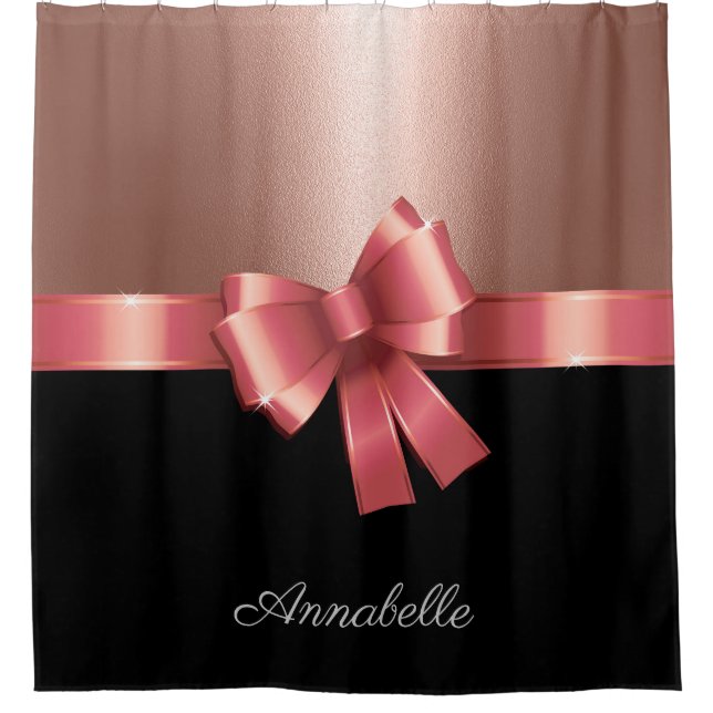 Rose Foil and Bow Shower Curtain (Front)