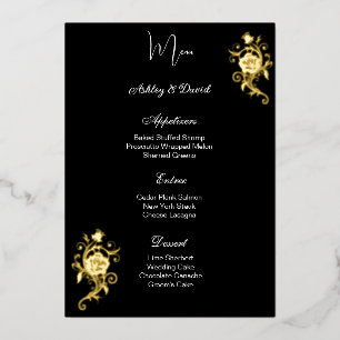 Rose Foil Wedding Menu Card