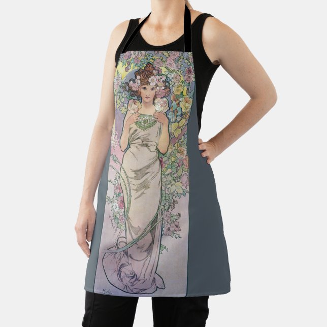 Rose (Four Flowers), Alphonse Mucha Apron (Insitu)