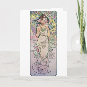 Rose (Four Flowers), Alphonse Mucha Card