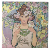 Rose (Four Flowers), Alphonse Mucha