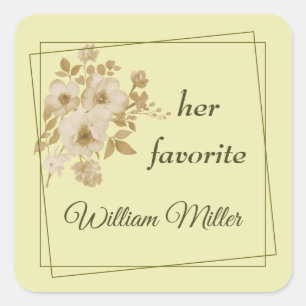 Rose Frame – Celestial Yellow Wedding Square Sticker