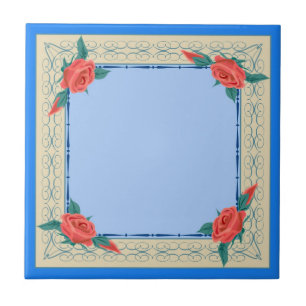 Rose frame ceramic tile