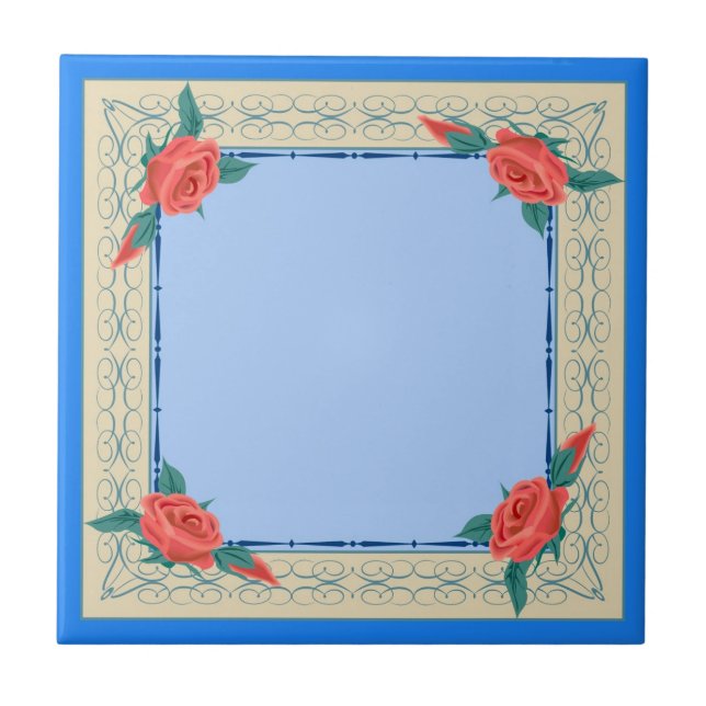 Rose frame ceramic tile (Front)
