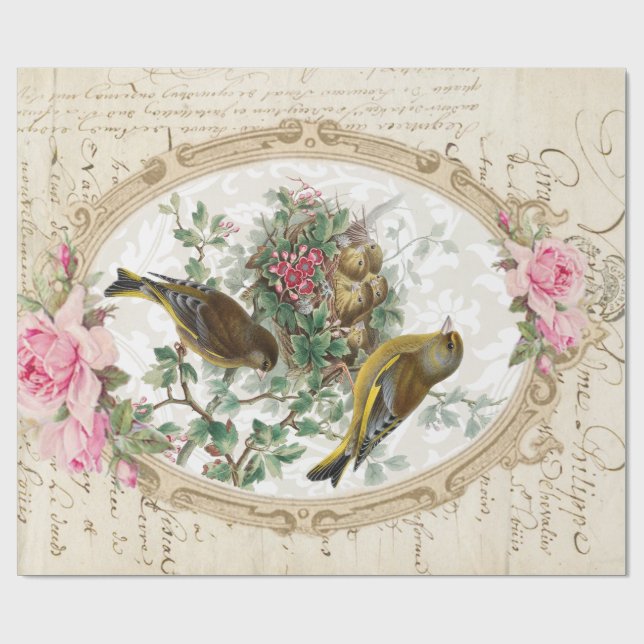 Rose Frame Ephemera 60lb Decoupage Paper 30" x 36" (Flat)