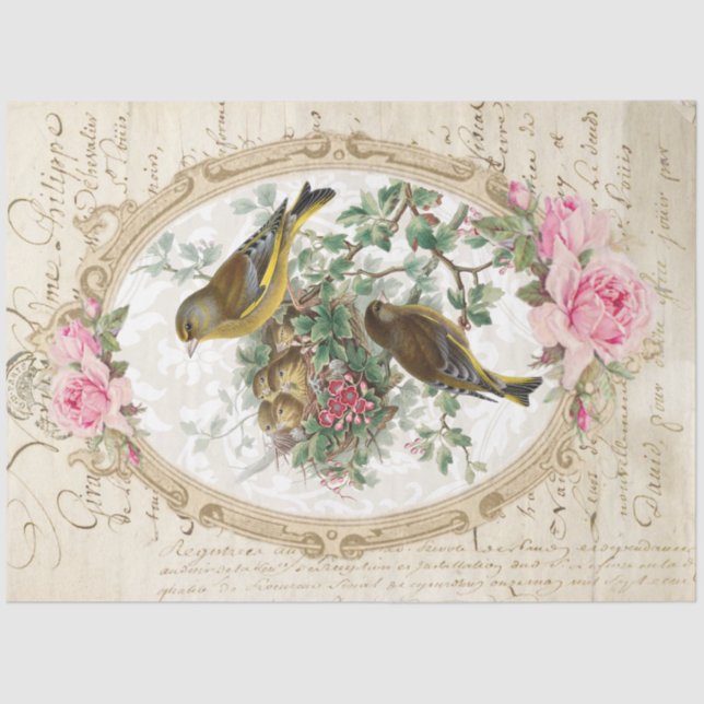 Rose Frame Ephemera Decoupage Tissue Tissue Paper (Front)