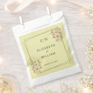 Rose Frame – Monogram Celestial Yellow Wedding Favour Bag