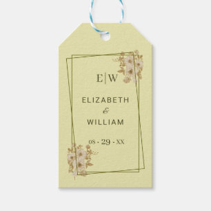 Rose Frame – Monogram Celestial Yellow Wedding Gift Tags