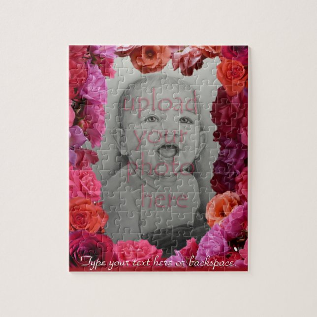Rose Frame Puzzle Personalised Photo Puzzle (Vertical)