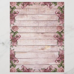 Rose Frame Rustic Wood Scrapbooking Craft Paper