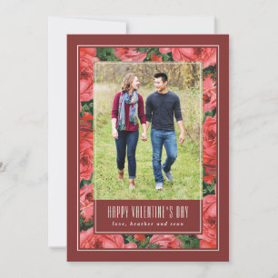 Rose Frame Valentine's Day Photo Card - Maroon