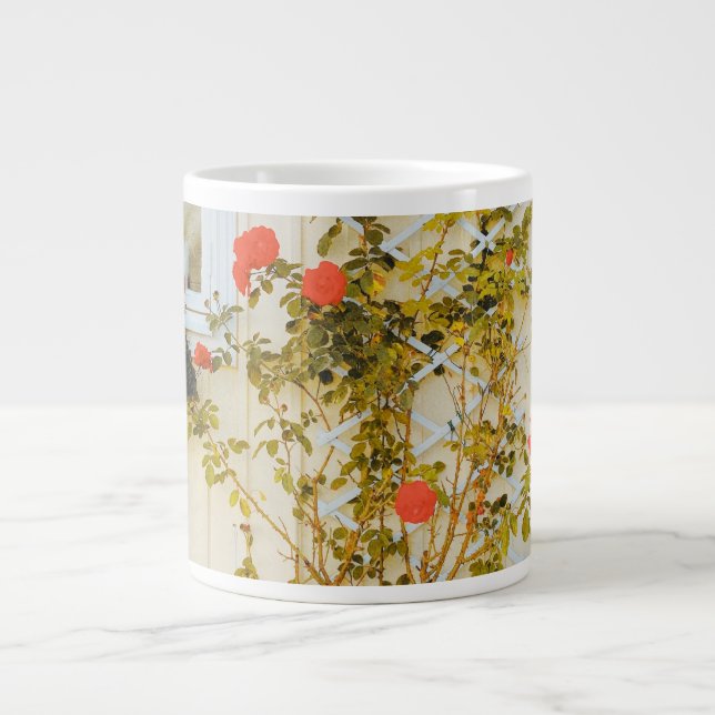 Rose framed window in Gavle  Large Coffee Mug (Front)
