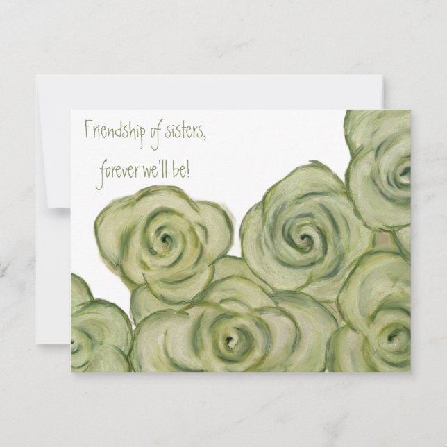 Rose friendship notecard - hand-drawn artwork. (Front)