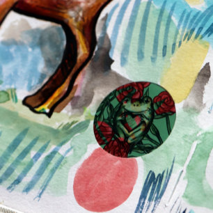 Rose Frog Roses Frogs Pattern Rosey Froggy         Classic Round Sticker