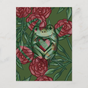 Rose Frog Roses Frogs Pattern Rosey Froggy Postcard