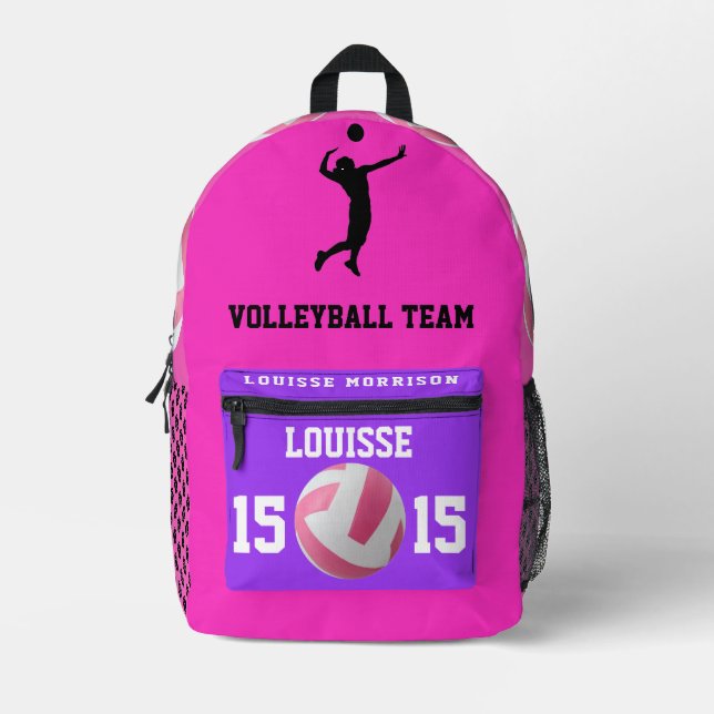 Rose fuchsia volleyball backpacks girls player   (Front)