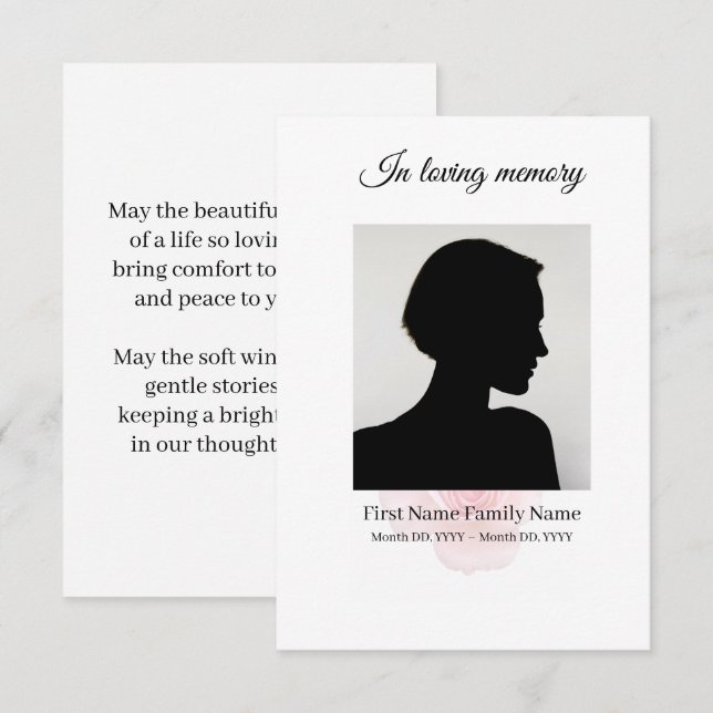 Rose funeral prayer card (Front/Back)