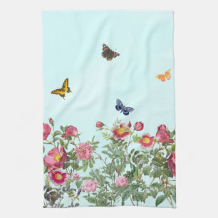 Rose Garden and Butterflies Tea Towel